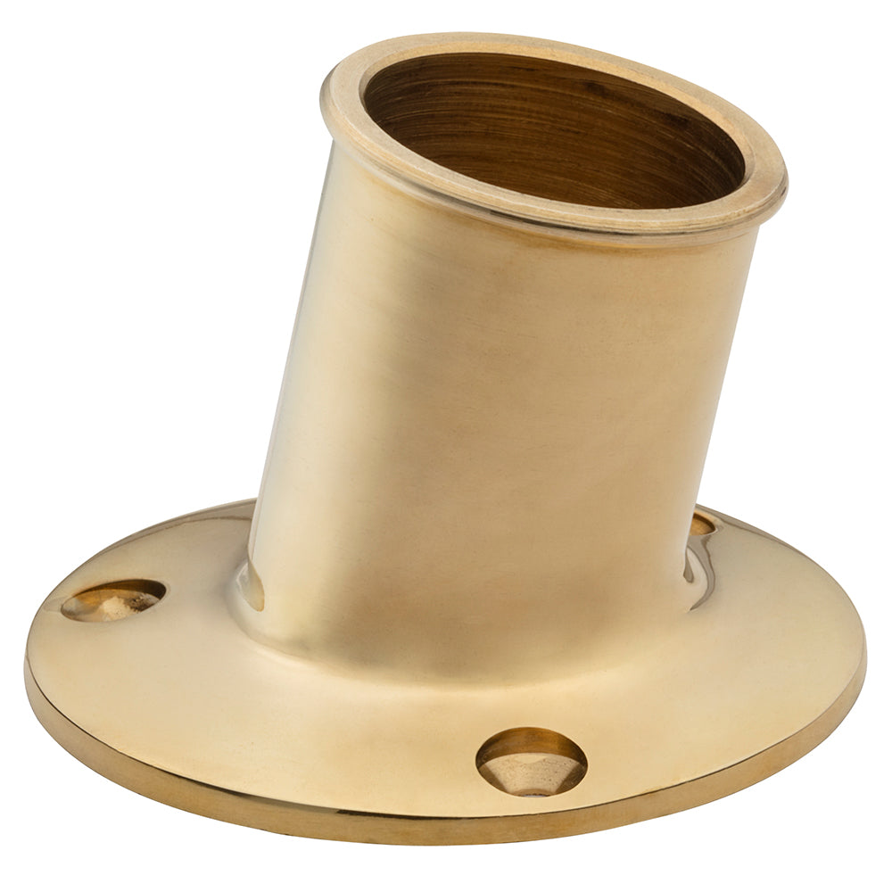 Whitecap Top Mount Flag Pole Socket 114 ID  Polished Brass S5003BC