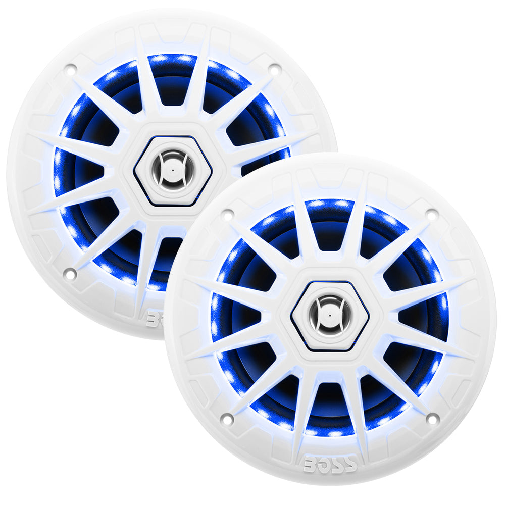 Boss Audio 65 MRGB65 Speakers wRGB Lighting White 200W MRGB65
