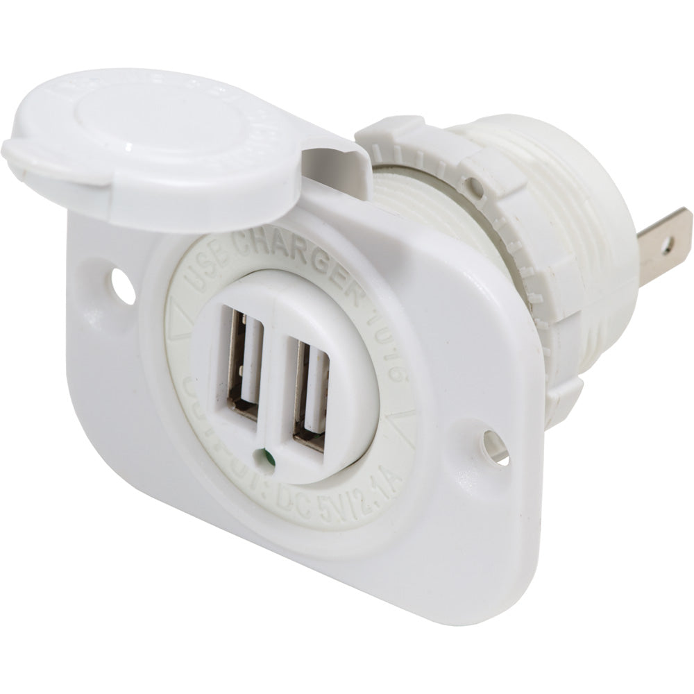 Blue Sea 12V DC Dual USB Charger Socket  White 1016200