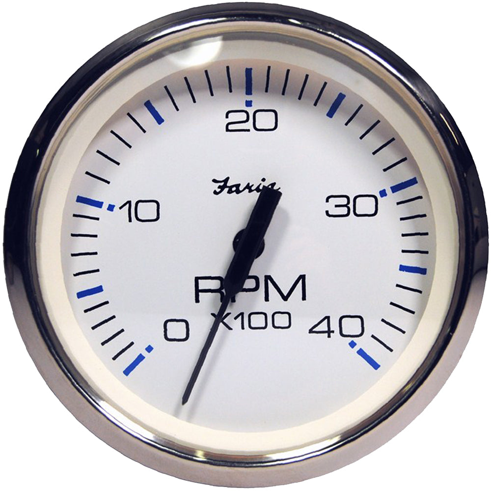 Faria Chesapeake White SS 4 Tachometer 4000 RPM Diesel Magnetic PickUp 33818