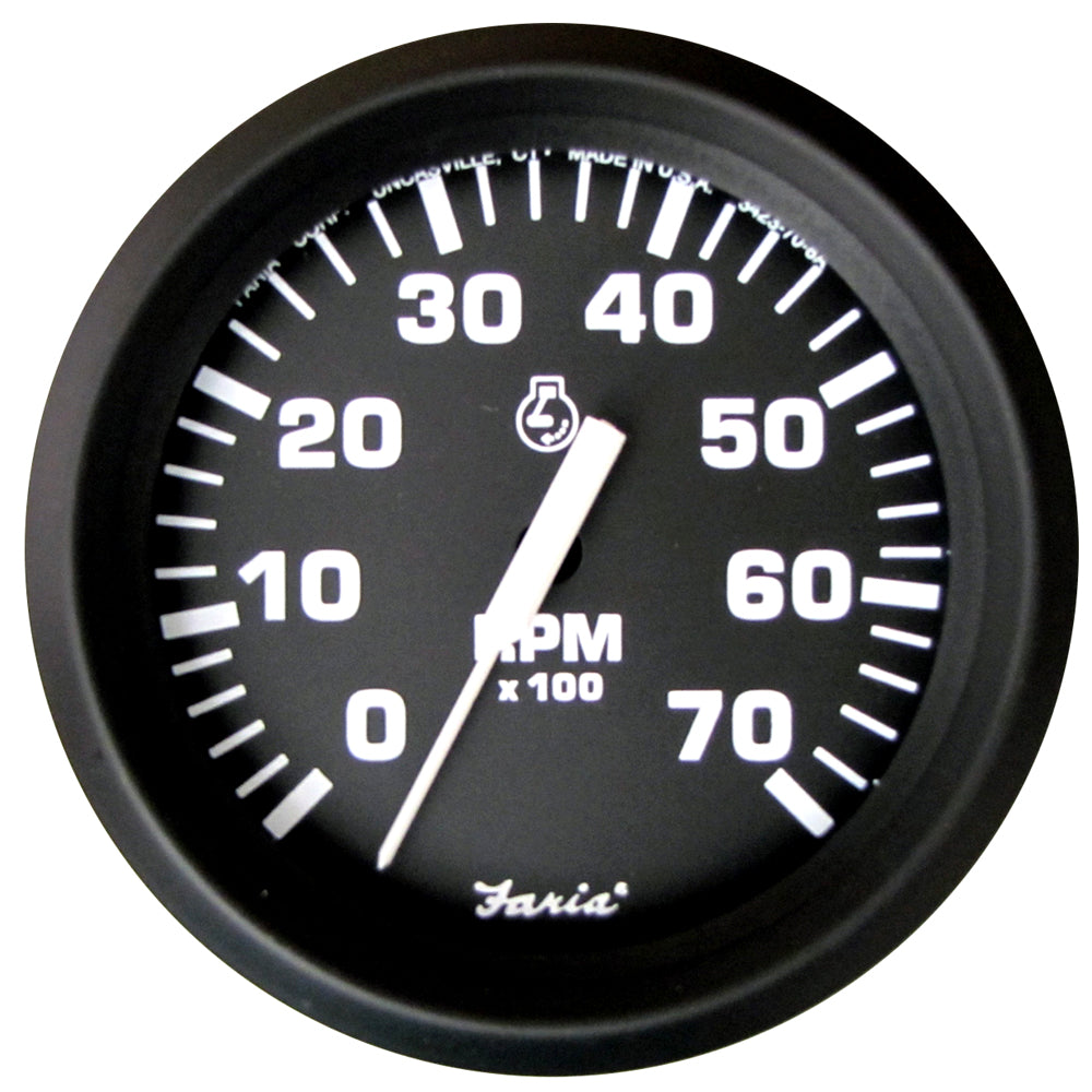 Faria Euro Black 4 Tachometer 7000 RPM Gas All Outboard 32805