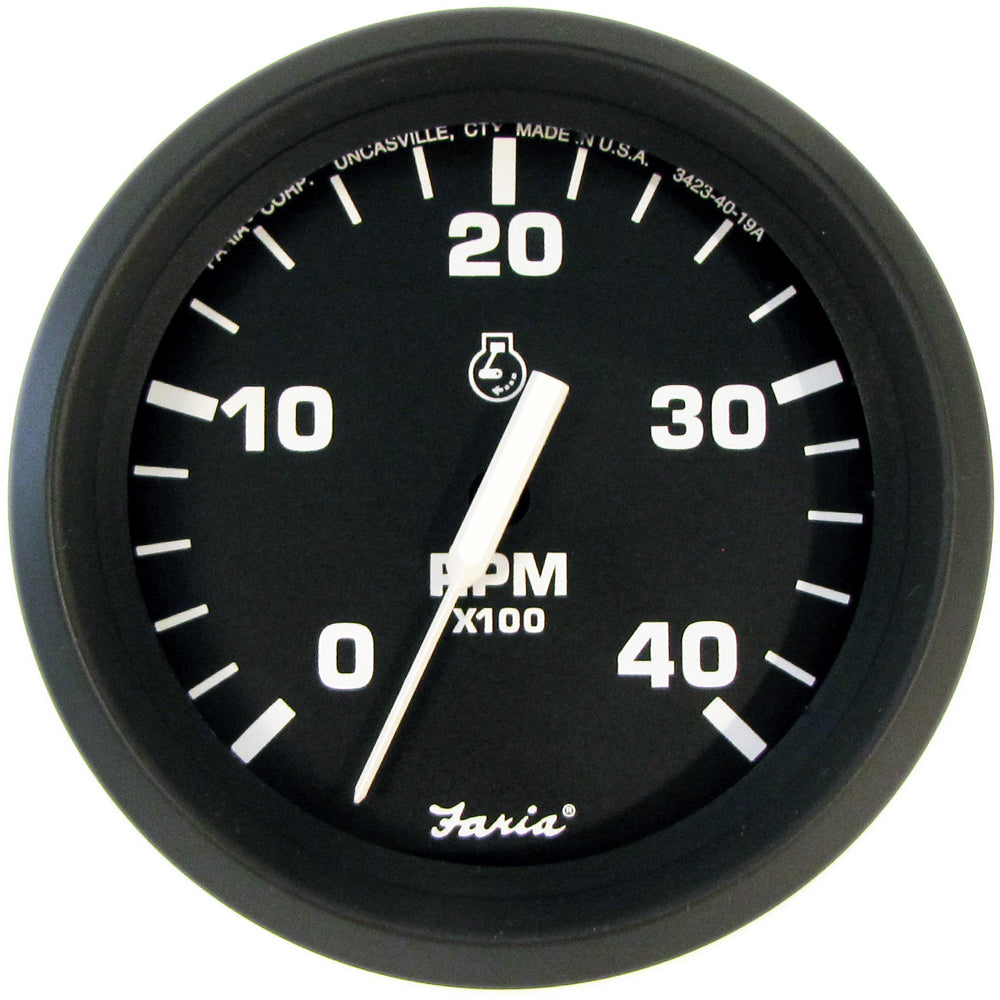 Faria Euro Black 4 Tachometer 4000 RPM Diesel Mechanical Takeoff 32842