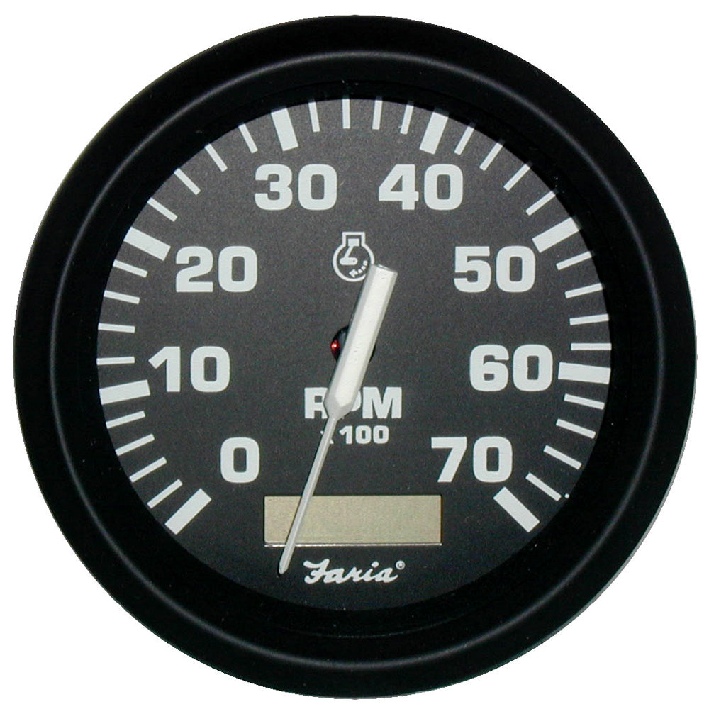 Faria Euro Black 4 Tachometer wHourmeter 7000 RPM Gas Outboard 32840