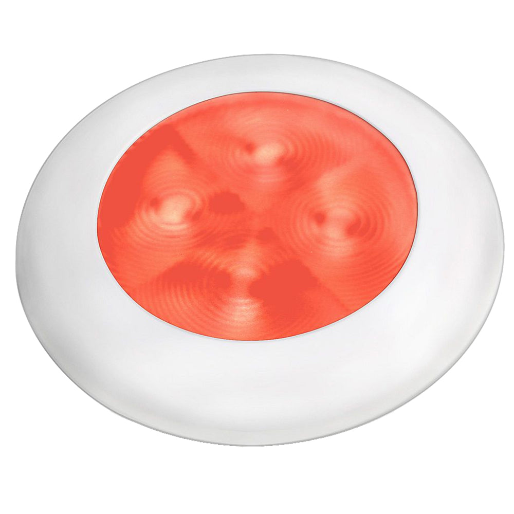 Hella Marine Slim Line LED Enhanced Brightness Round Courtesy Lamp Red LED White Plastic Bezel 12V 980507241