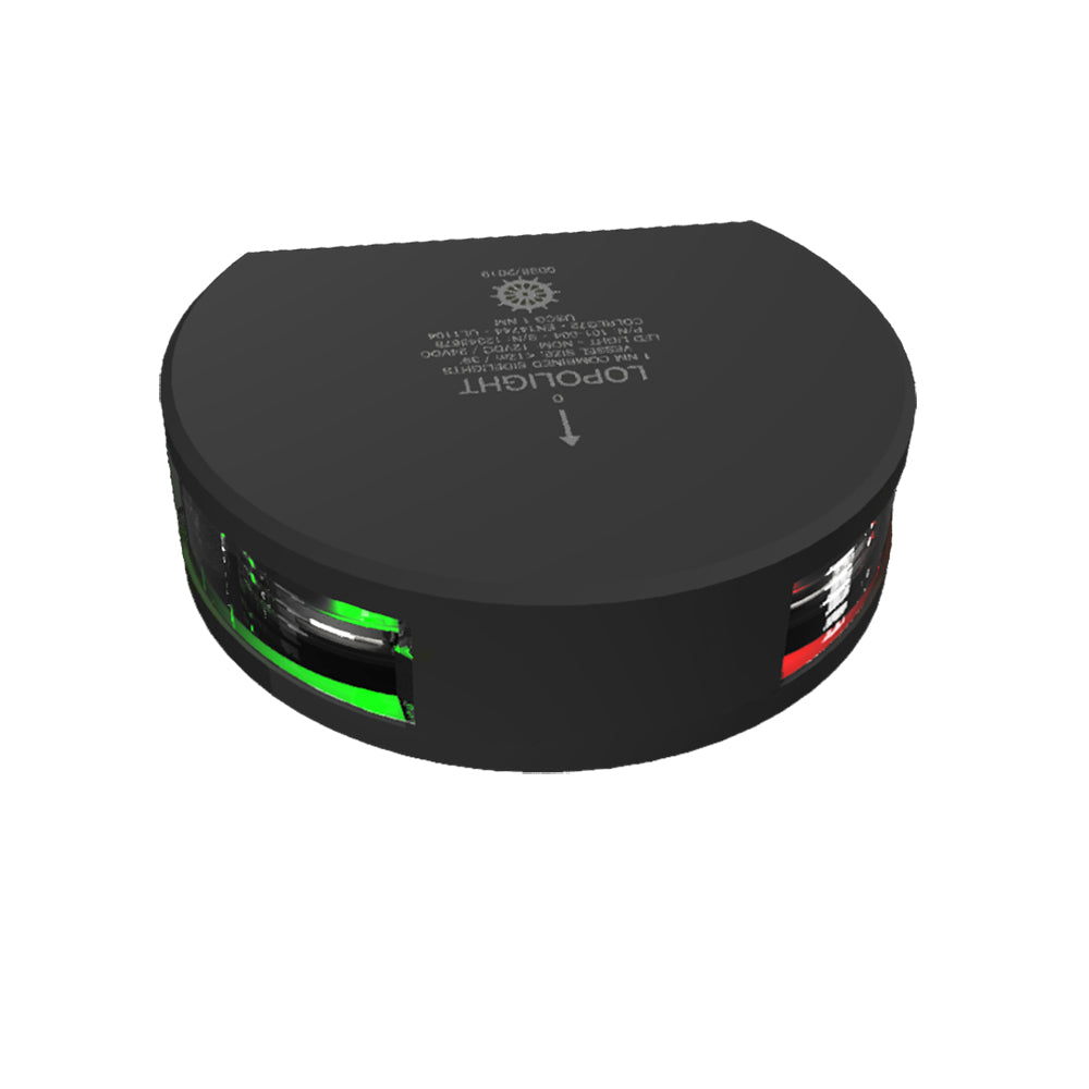 Lopolight Series 101004 Starboard  Port Side Light  1NM  Vertical Mount  GreenRed  Black Housing 101004B