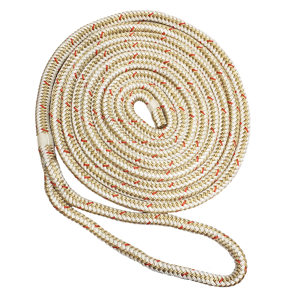 New England Ropes 12 Double Braid Dock Line WhiteGold wTracer 35 C50591600035