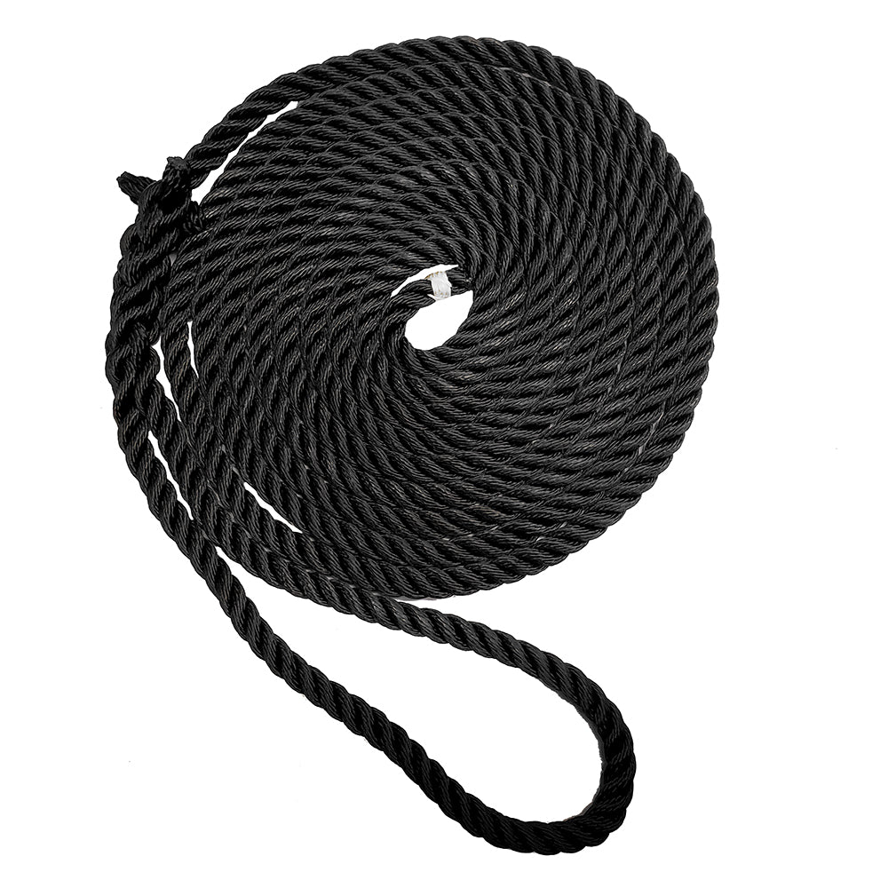 New England Ropes 34 Premium 3Strand Dock Line Black 50 C60542400050