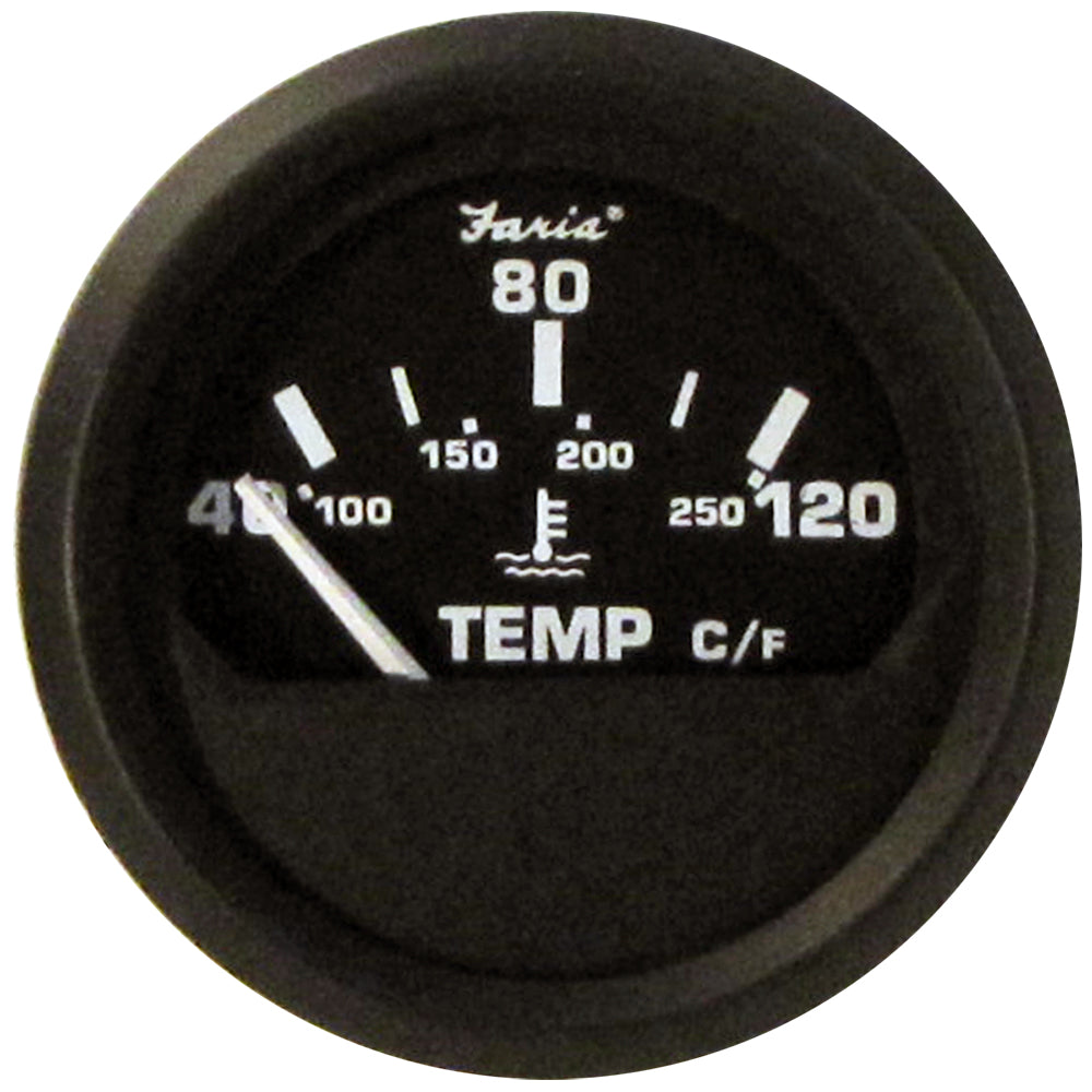 Faria Euro Black 2 Water Temperature Gauge Metric 40 to 120 C 12814