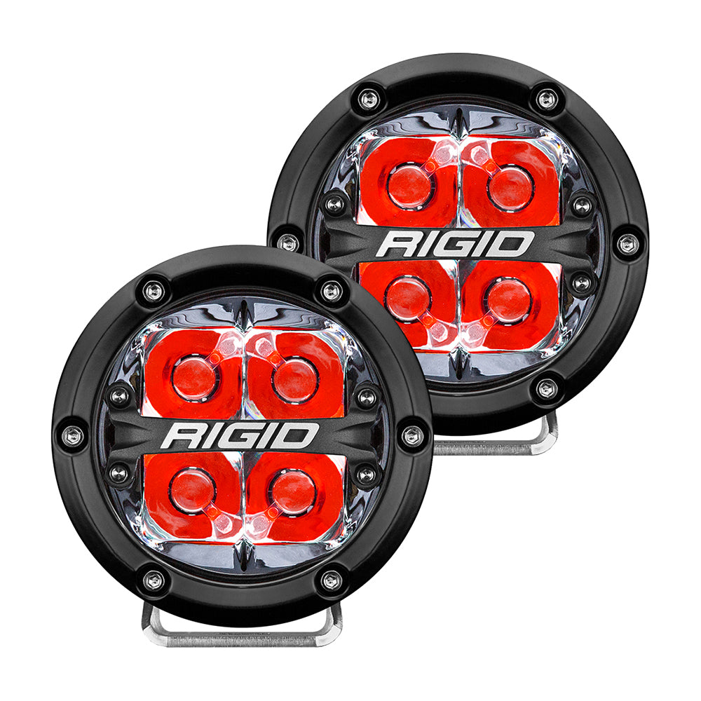 RIGID Industries 360Series 4 LED OffRoad Spot Beam wRed Backlight Black Housing 36112