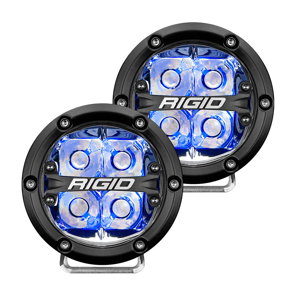 RIGID Industries 360Series 4 LED OffRoad Spot Beam wBlue Backlight Black Housing 36115