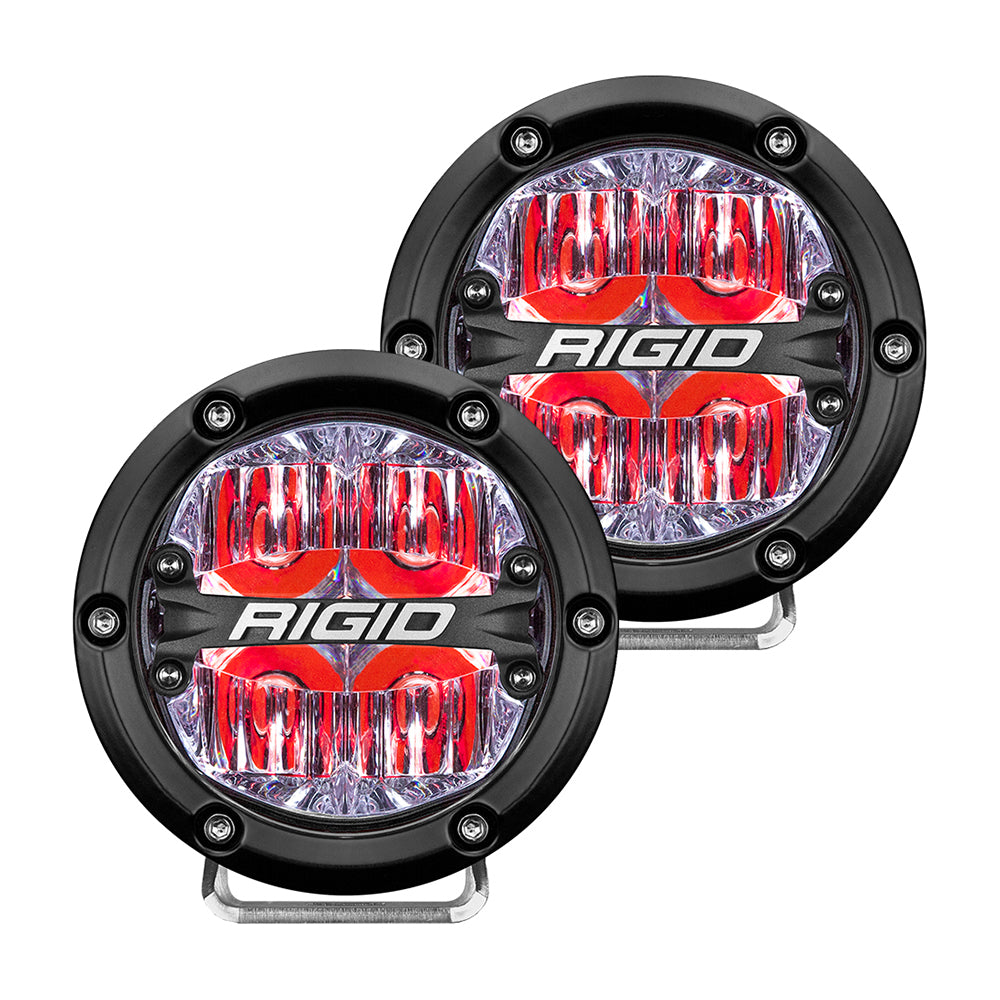 RIGID Industries 360Series 4 LED OffRoad Fog Light Drive Beam wRed Backlight Black Housing 36116