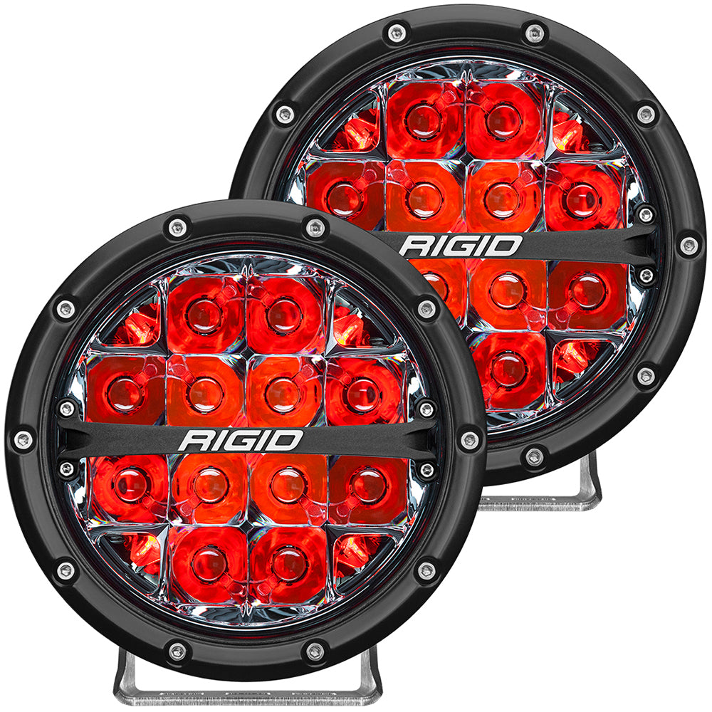 RIGID Industries 360Series 6 LED OffRoad Fog Light Spot Beam wRed Backlight Black Housing 36203