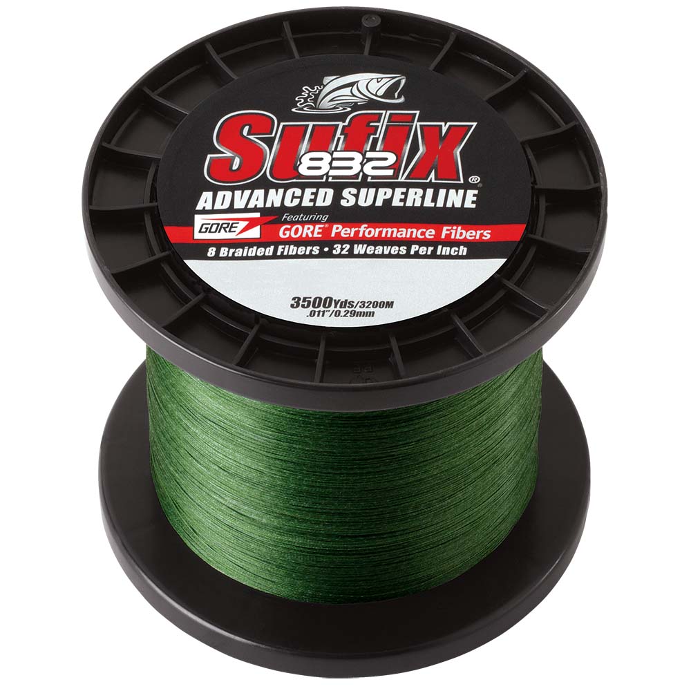 Sufix 832 Advanced Superline Braid 30lb LowVis Green 3500 yds 660430G