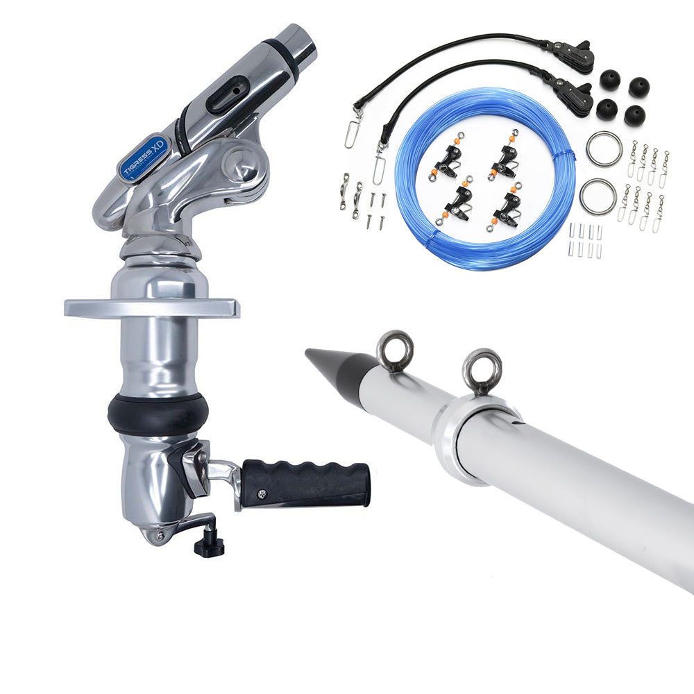 Tigress XD Crank Top Mount System 18 Silver Outriggers Pro Series Double Rigging Kit 888252