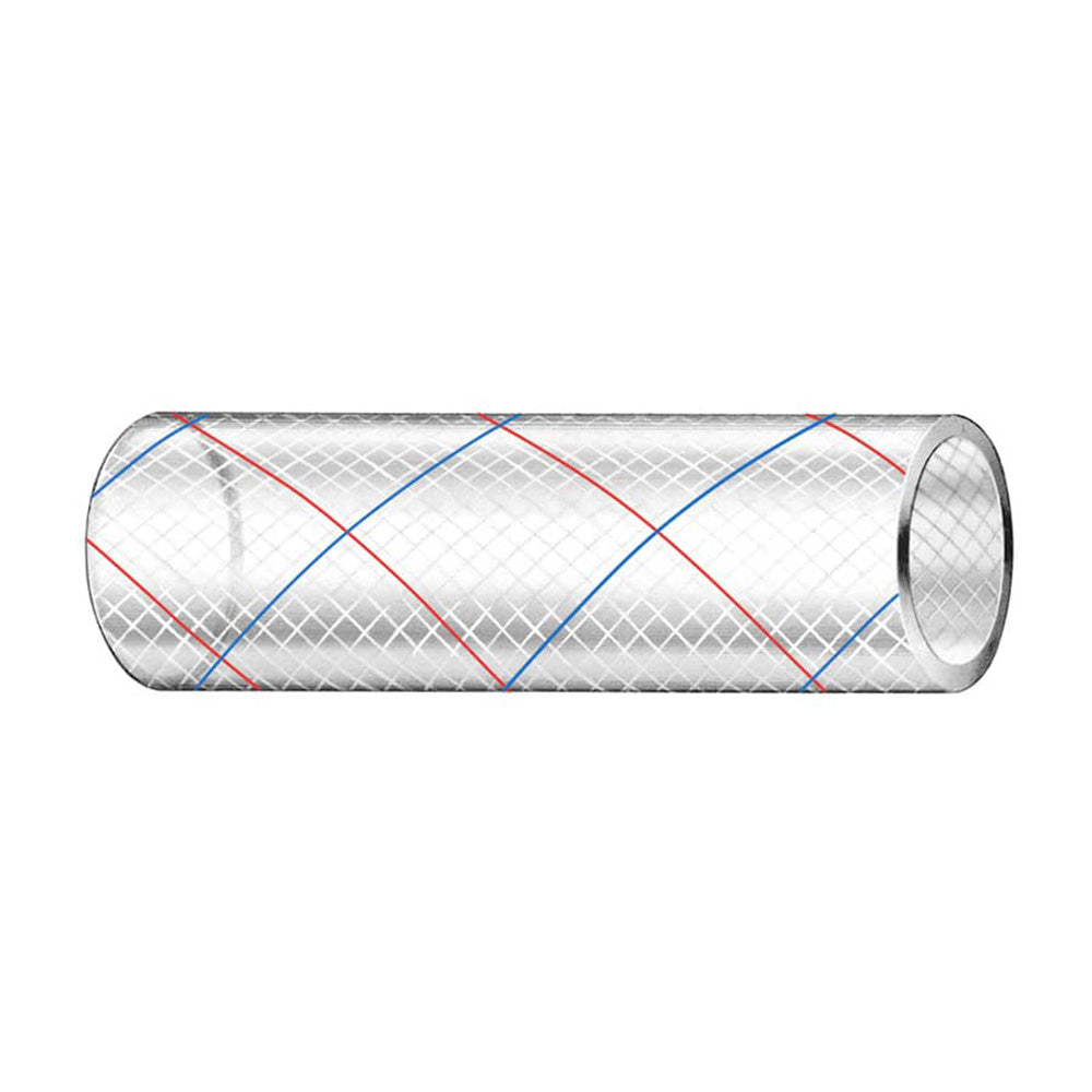 Trident Marine 34 x 50 Clear Reinforced PVC Hose Tubing Red  Blue Tracer 1620346