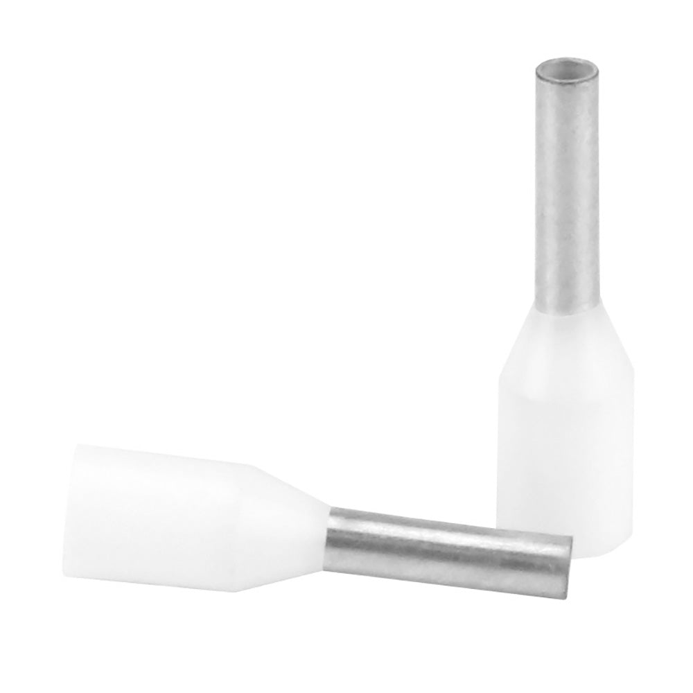 Pacer White 1820 AWG Wire Ferrule  6mm Length  25 Pack TFRL206MM25