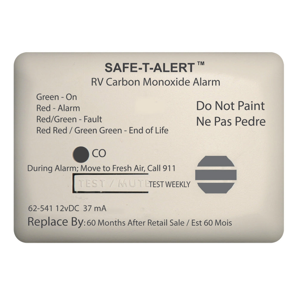 SafeTAlert 62 Series Carbon Monoxide Alarm  12V  RV Surface Mount  White 62541WT