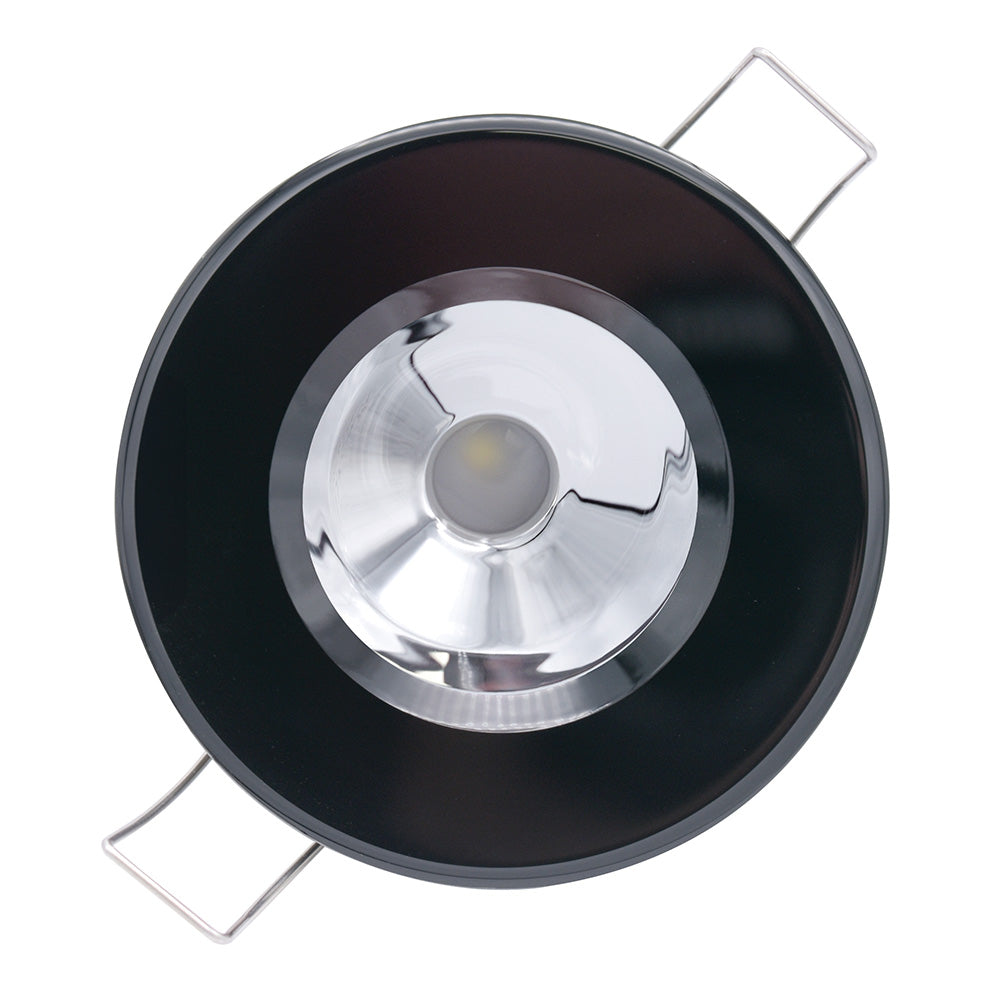 Lumitec Illusion Flush Mount LED Down Light  Warm White  Dimming  Black Housing  Chrome Reflector 117169