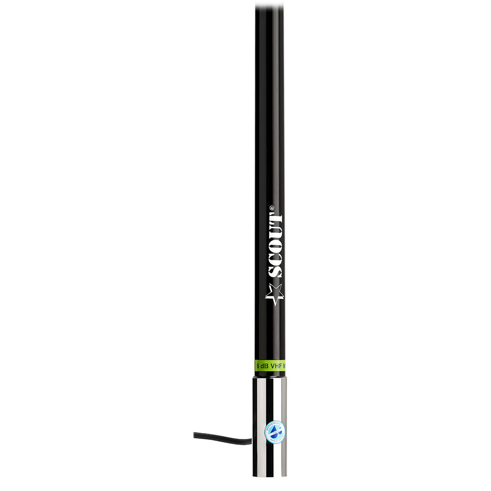 Scout 8 Black VHF Antenna 6dB Heavy Stainless Steel Ferrule w6M RG8x Includes PL259 Heavy Duty Offshore Antenna KS43 PF