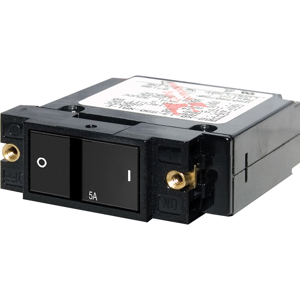 Blue Sea 7400 Single Pole Small Case 2 Flat Rocker Circuit Breaker    5 Amp 7400