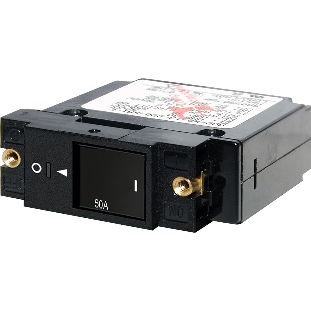 Blue Sea 7433 Single Pole Small Case 2 Slot Reset Rocker Circuit Breaker    50 Amp 7433