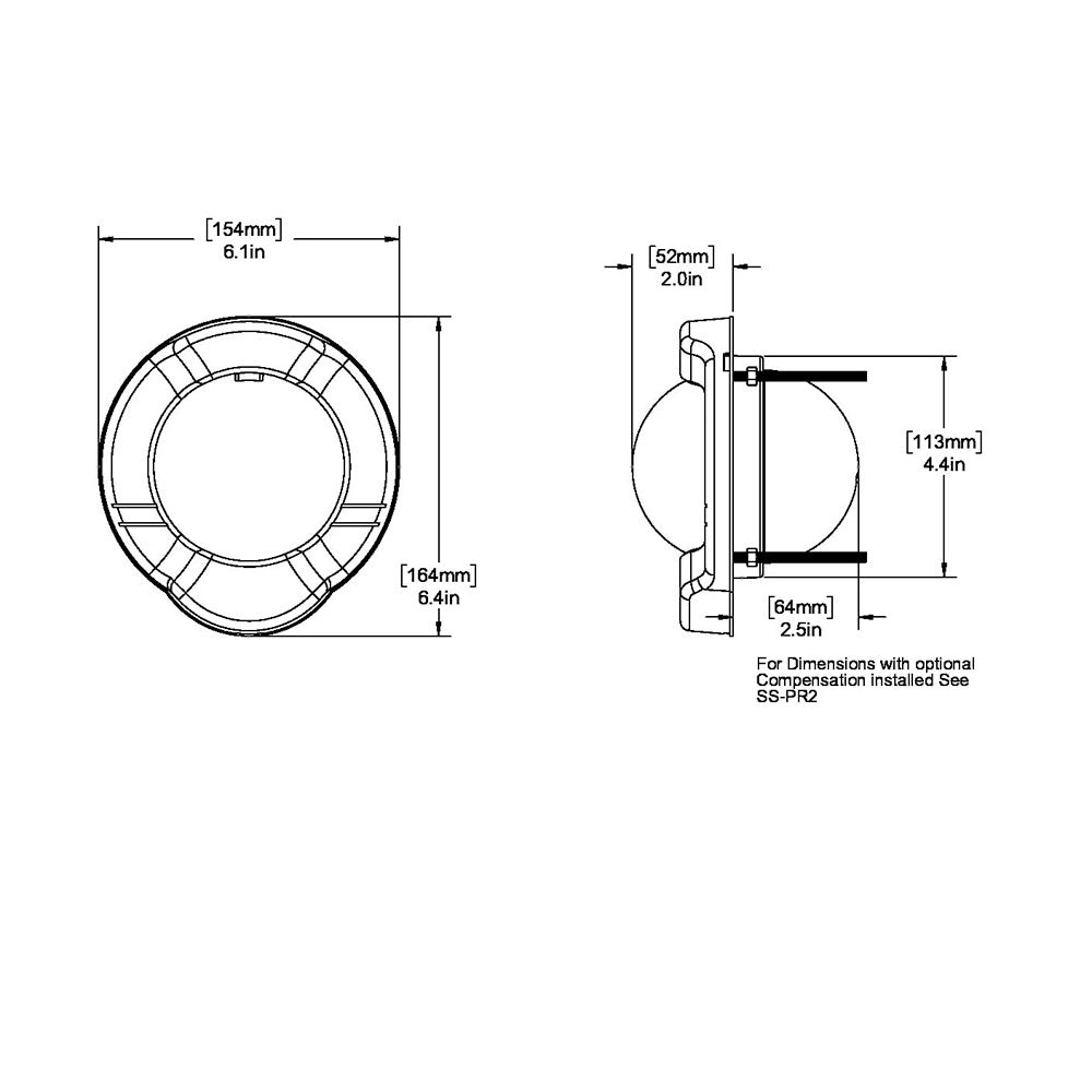 Ritchie SR2 Venture Sail Boat Compass  Bulkhead Mount  Black SR2