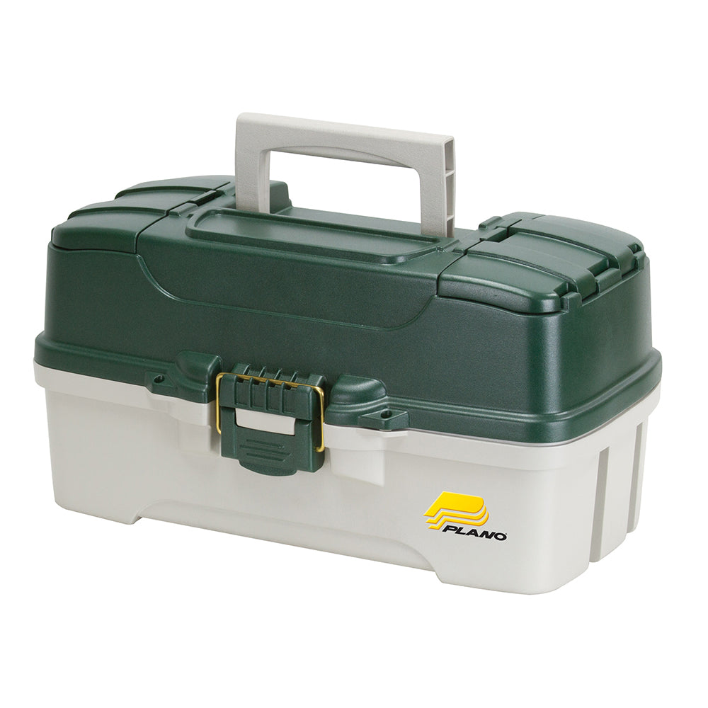 Plano 3Tray Tackle Box wDuel Top Access  Dark Green MetallicOff White 620306