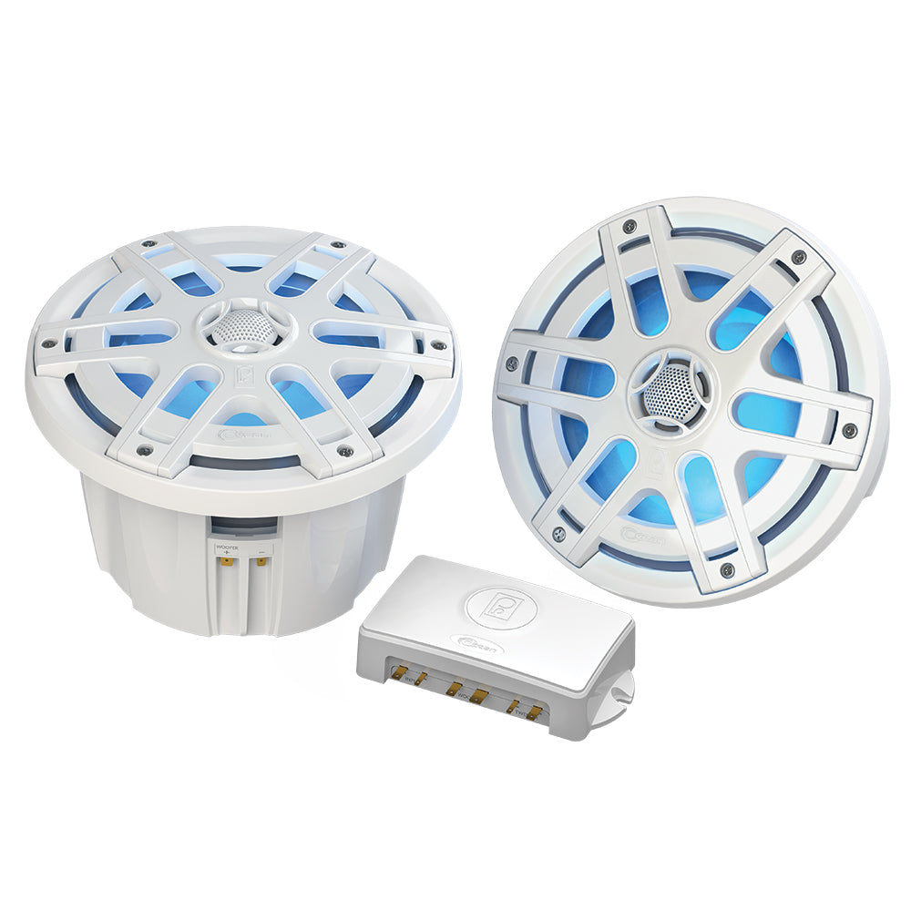 PolyPlanar MAOC8 8 500 Watt Waterproof Blue LED Speaker  White MAOC8