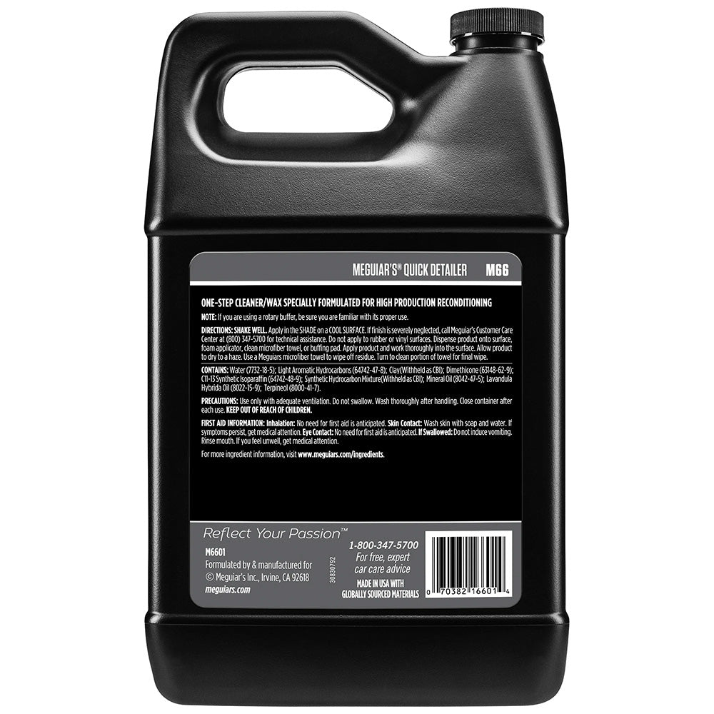 Meguiars Mirror Glaze Quick Detailer  1 Gallon Case of 4 M6601CASE