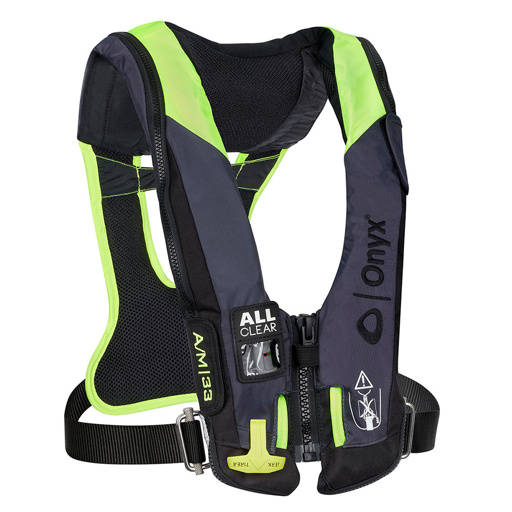 Onyx Impulse AM 33 All Clear wHarness AutoManual Inflatable Life Jacket  Grey 13430070100421
