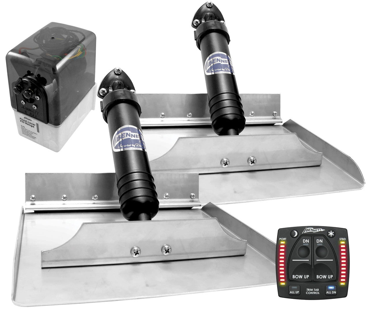 Bennett Marine Trim Tabs 12" x 12" Hydraulic Trim Tab Kit w/ All-in-One Control BEN-1212OBI