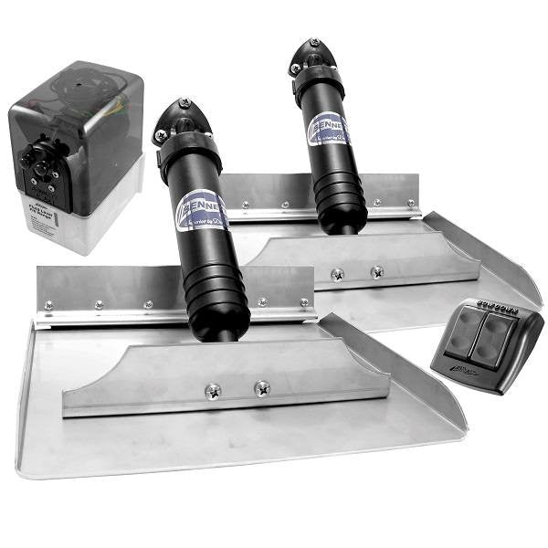 Bennett Marine Trim Tabs Complete 12" x 12" Hydraulic Trim Tab Kit w/Euro-Style Rocker Trim Switch BEN-1212E