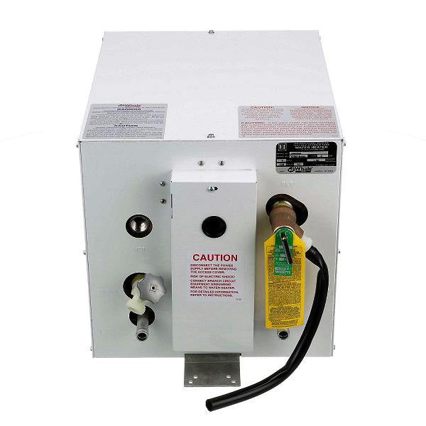 Whale Marine Water Heaters 120V 6 Gallon White Epoxy Marine Water Heater w/Front Exchange WHA-F600W