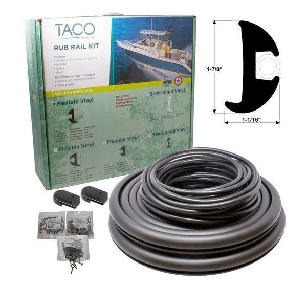 Taco Marine Boat Rub Rail Flexible Rub Rail Kit 1 1-16 x 1 7-8 x 70' TAC-V11-2423BBK70-2