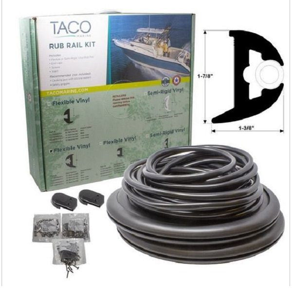 Taco Marine Boat Rub Rail Rub Rail Kit 1-3/8 x 1-7/8 x 50' TAC-V11-3426BBK50-2