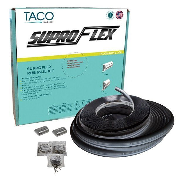 Taco Marine Boat Rub Rail SuproFlex 2-29/32" Black Rub Rail Kit TAC-V11-9990BBK60-2