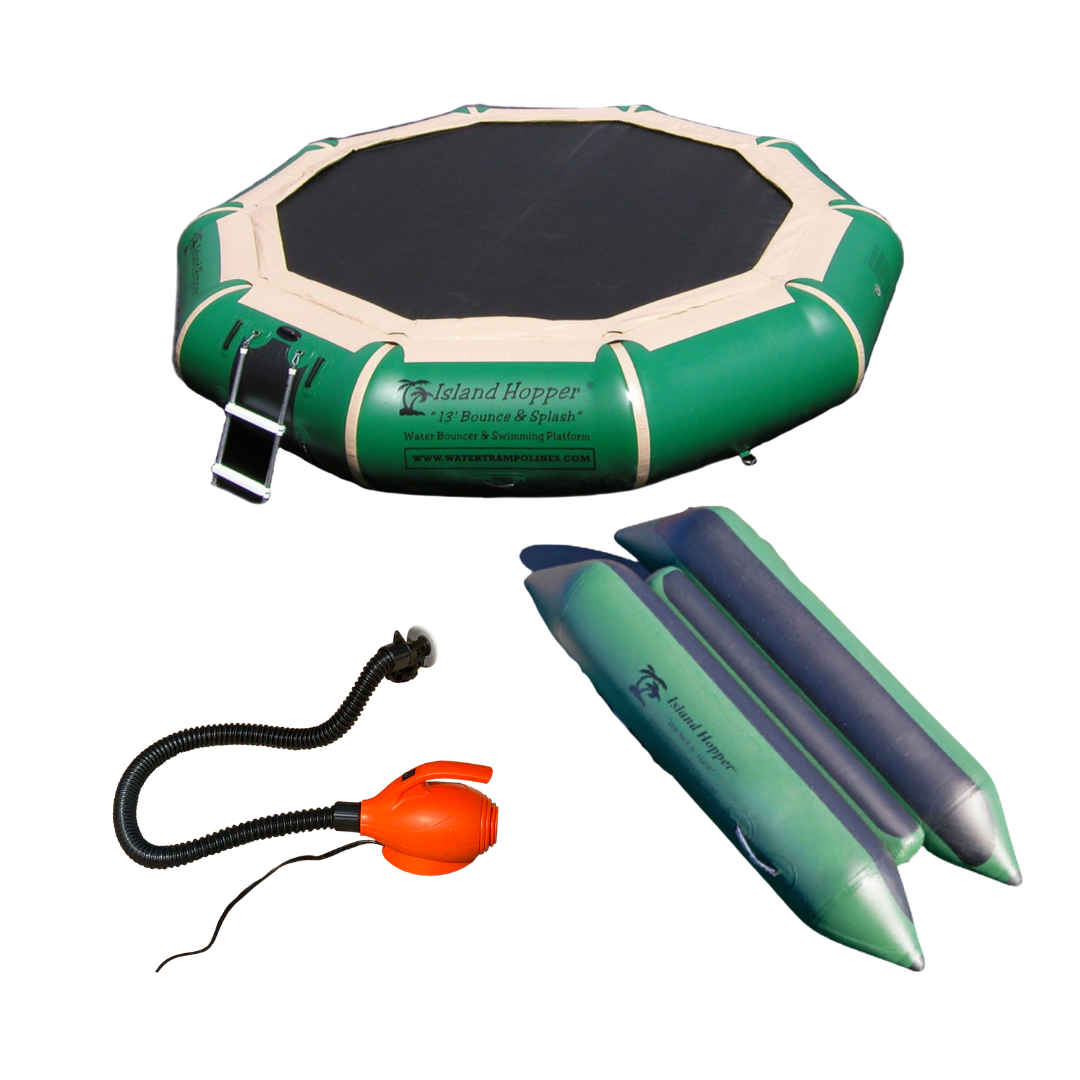 Island Hopper 13′ Bounce-N-Splash Padded Water Bouncer – Natural Green 13BNS-GR