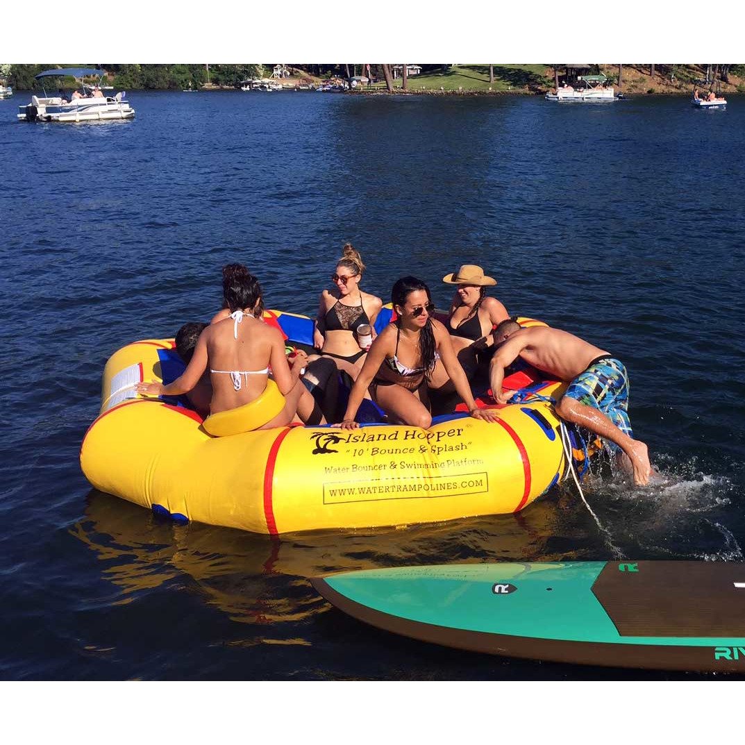 Island Hopper 10’ Bounce-N-Splash Padded Water Bouncer With Slide Attachment Water Park  10BNS-WP