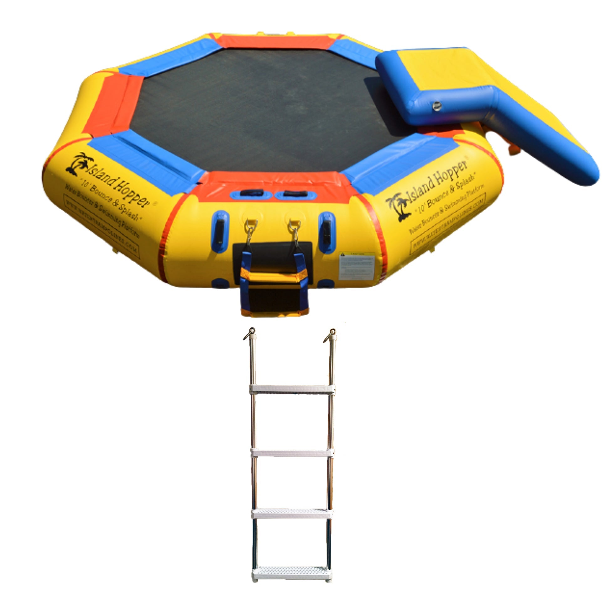 Island Hopper 10’ Bounce-N-Splash Padded Water Bouncer With Slide Attachment Water Park  10BNS-WP