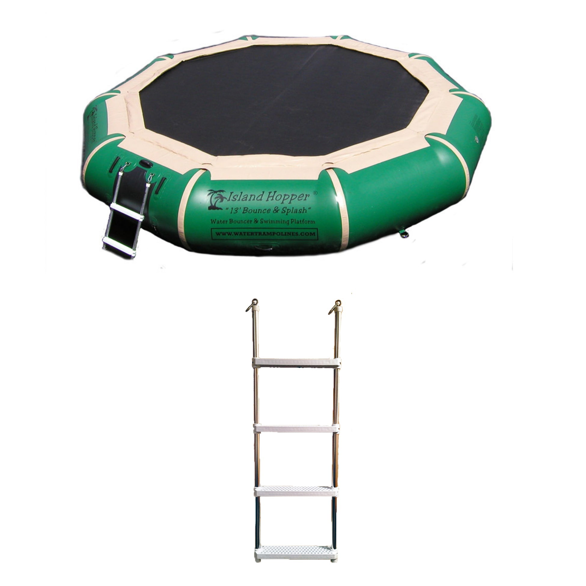 Island Hopper 13′ Bounce-N-Splash Padded Water Bouncer – Natural Green 13BNS-GR