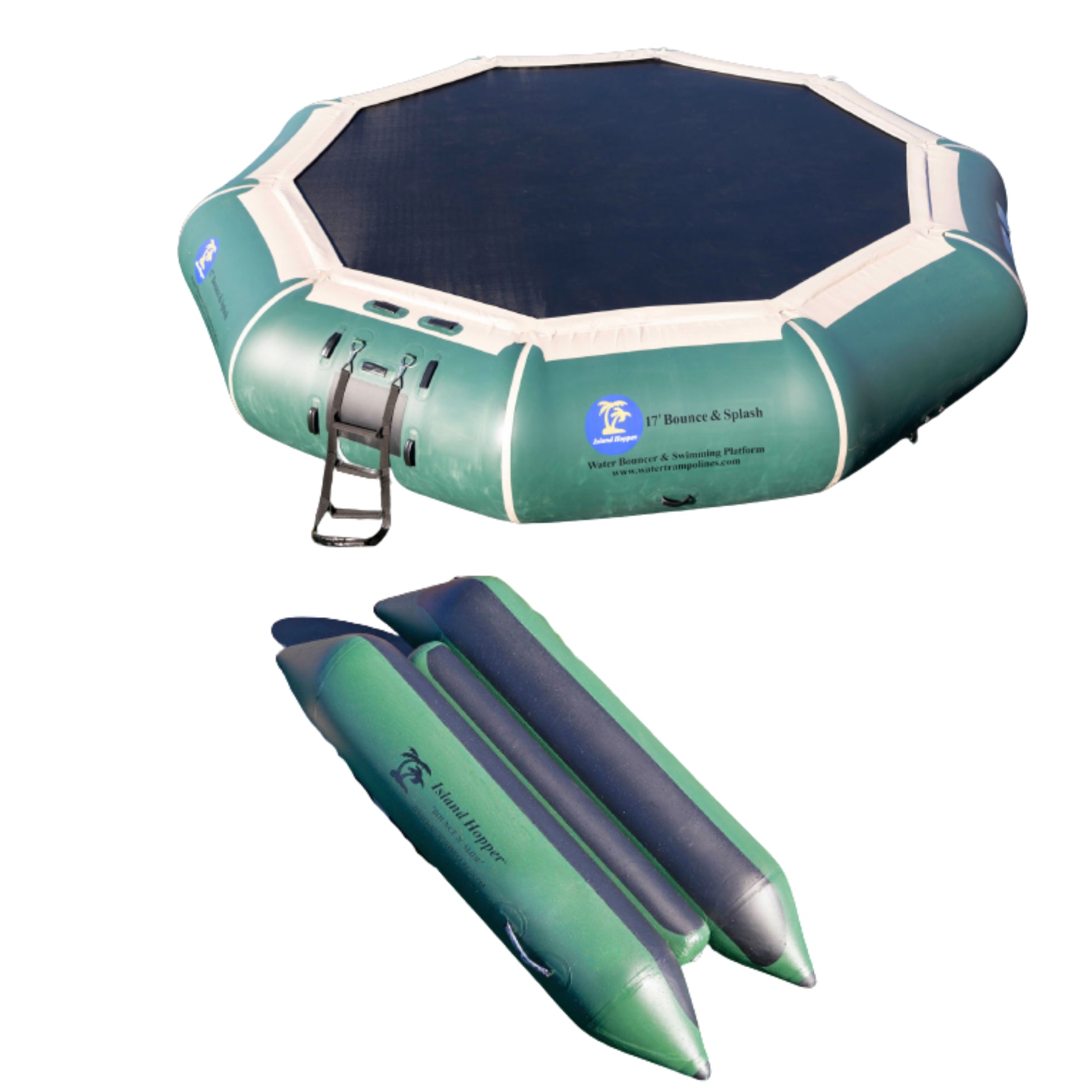 Island Hopper 17′ Bounce-N-Splash Natural Green Padded Water Bouncer 17BNS-GR