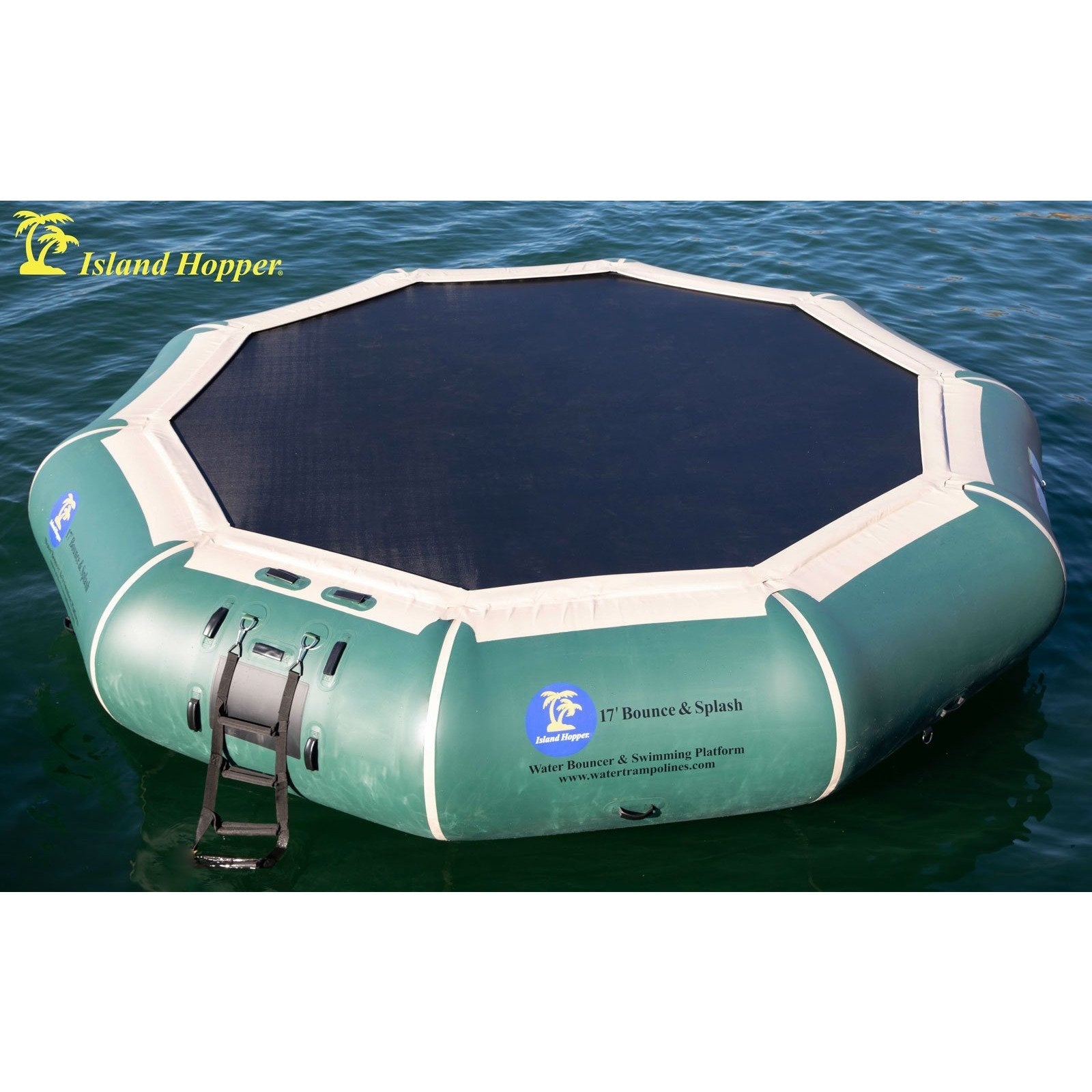 Island Hopper 17′ Bounce-N-Splash Natural Green Padded Water Bouncer 17BNS-GR
