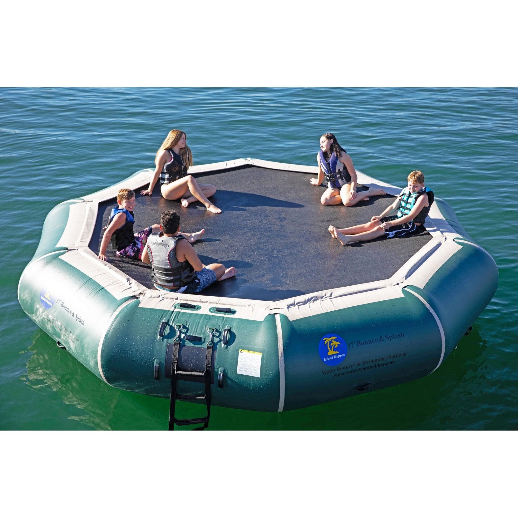 Island Hopper 17′ Bounce-N-Splash Natural Green Padded Water Bouncer 17BNS-GR