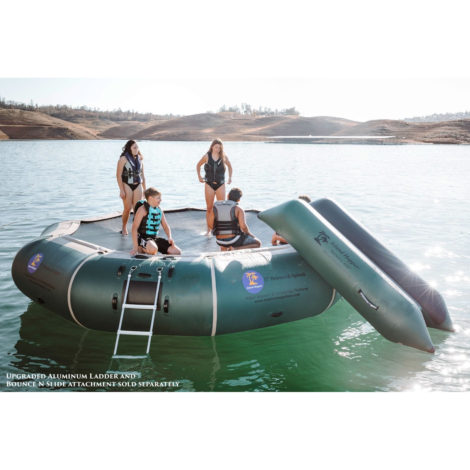 Island Hopper 17′ Bounce-N-Splash Natural Green Padded Water Bouncer 17BNS-GR